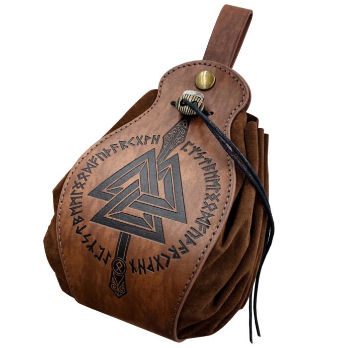 bolsa vikinga marrón valknut