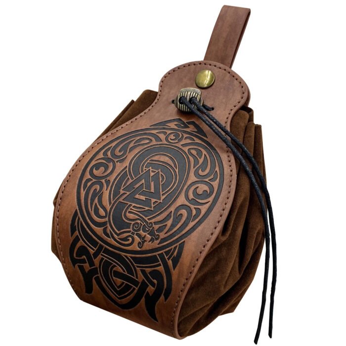 bolsa vikinga valknut marrón