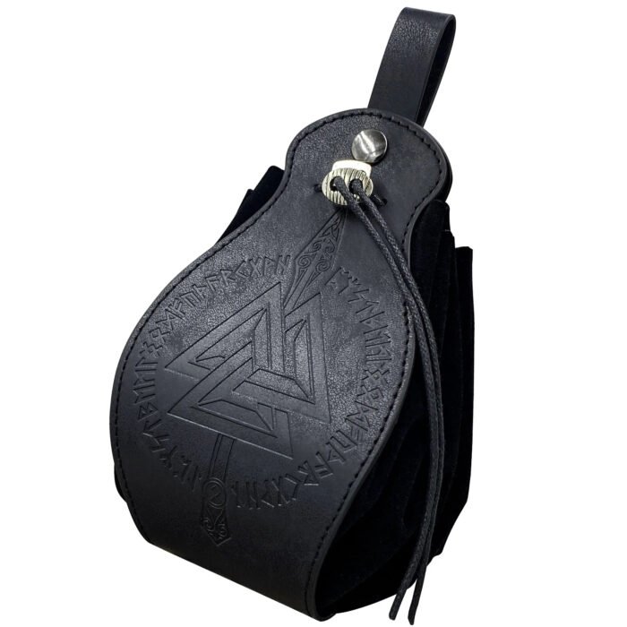 bolsa vikinga negra valknut runas