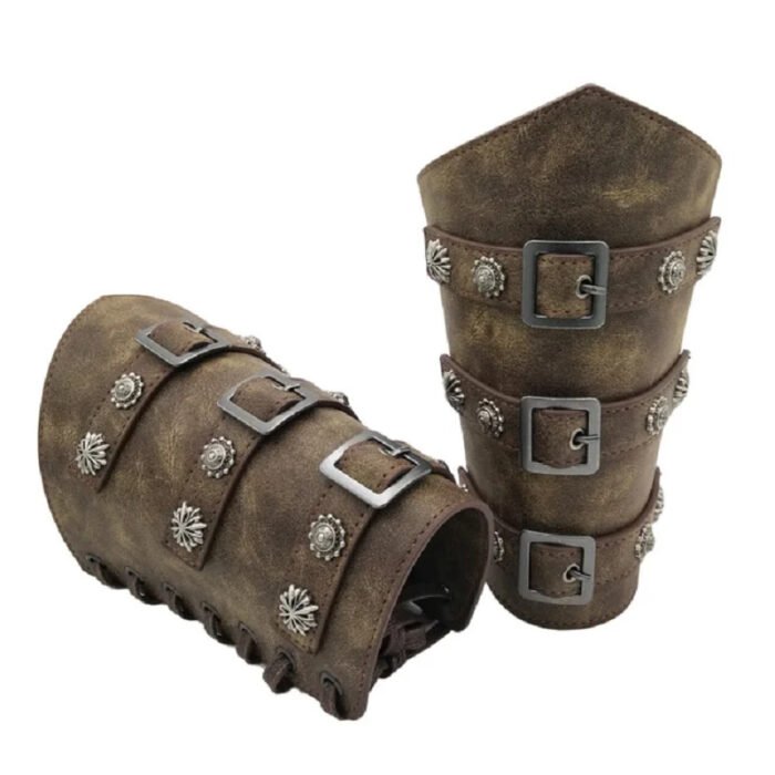 brazalete vikingo hebillas marrón