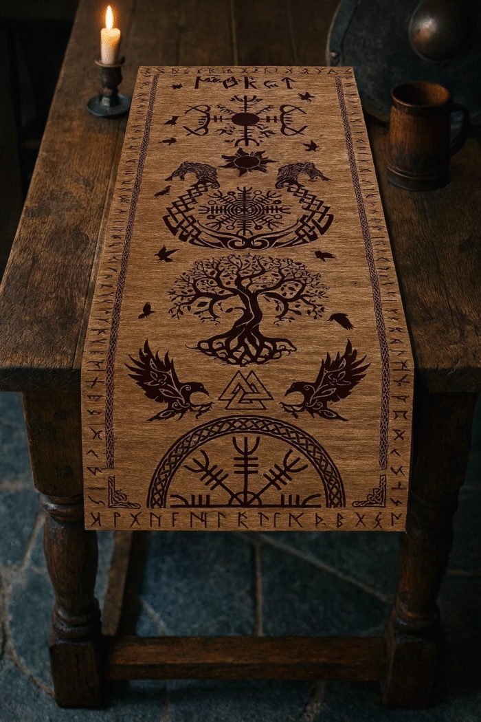 cámino de mesa vikingo marrón