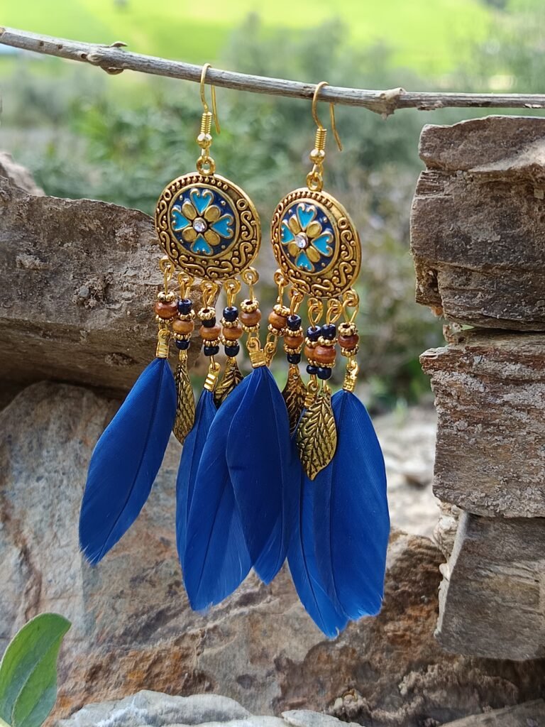 pendientes plumas de loto
