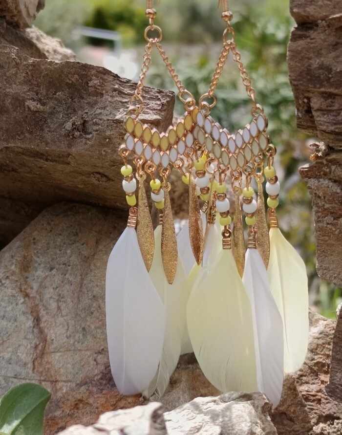pendientes plumas en cristal