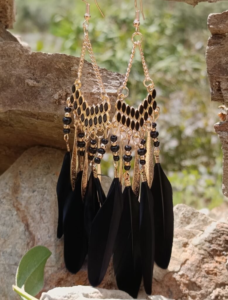 pendientes plumas en cristal