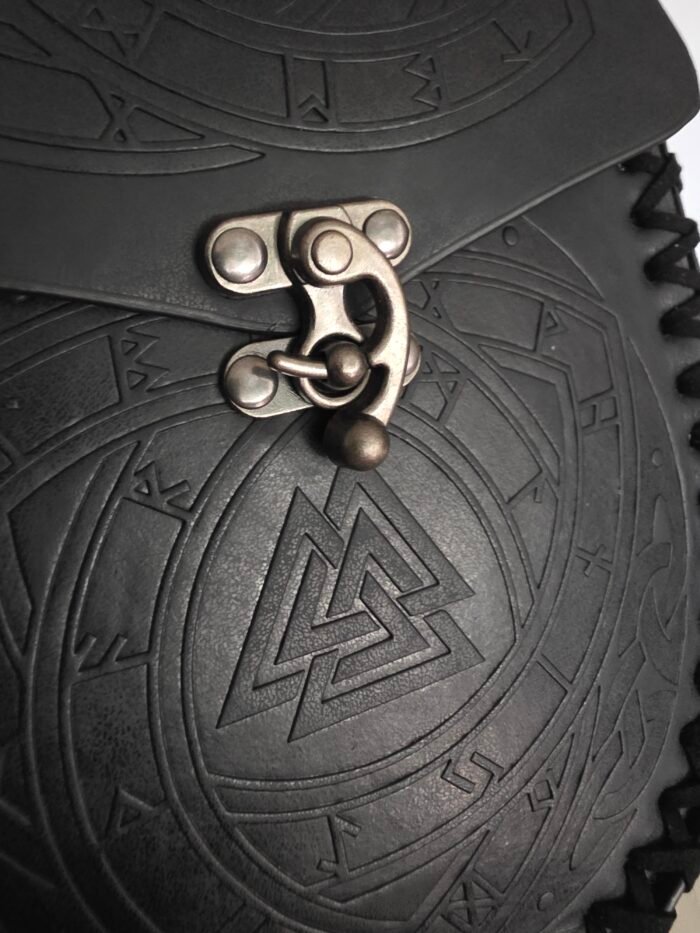 Bolsa vikinga de cinturón Valknut en cuero sintético PU